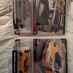 Hot Wheels Premium 1995 McLaren F1 & Toyota 4Runner Diecast Cars - Orange Silver